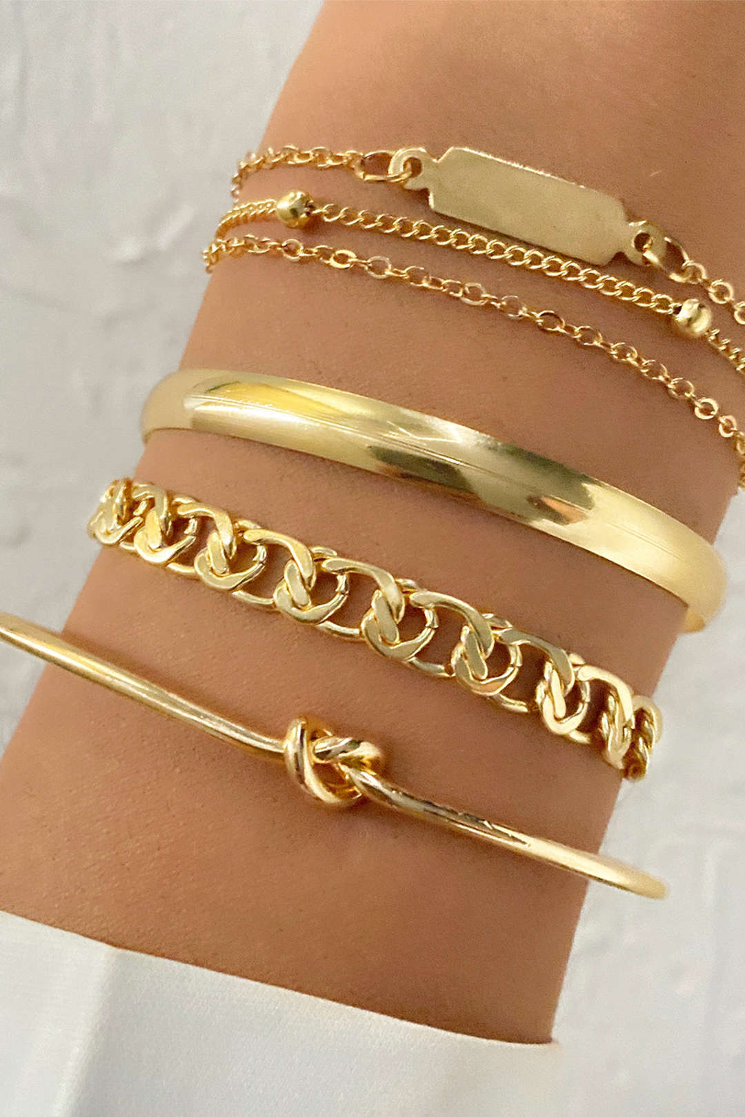Juego de Pulseras de Cadena de Metal de 4 Piezas