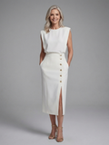 Mariana | Vestido Midi Asimétrico con Mangas Cortas
