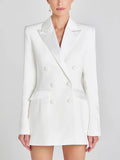 Sofia | Blazer Bianco Doppiopetto in Raso