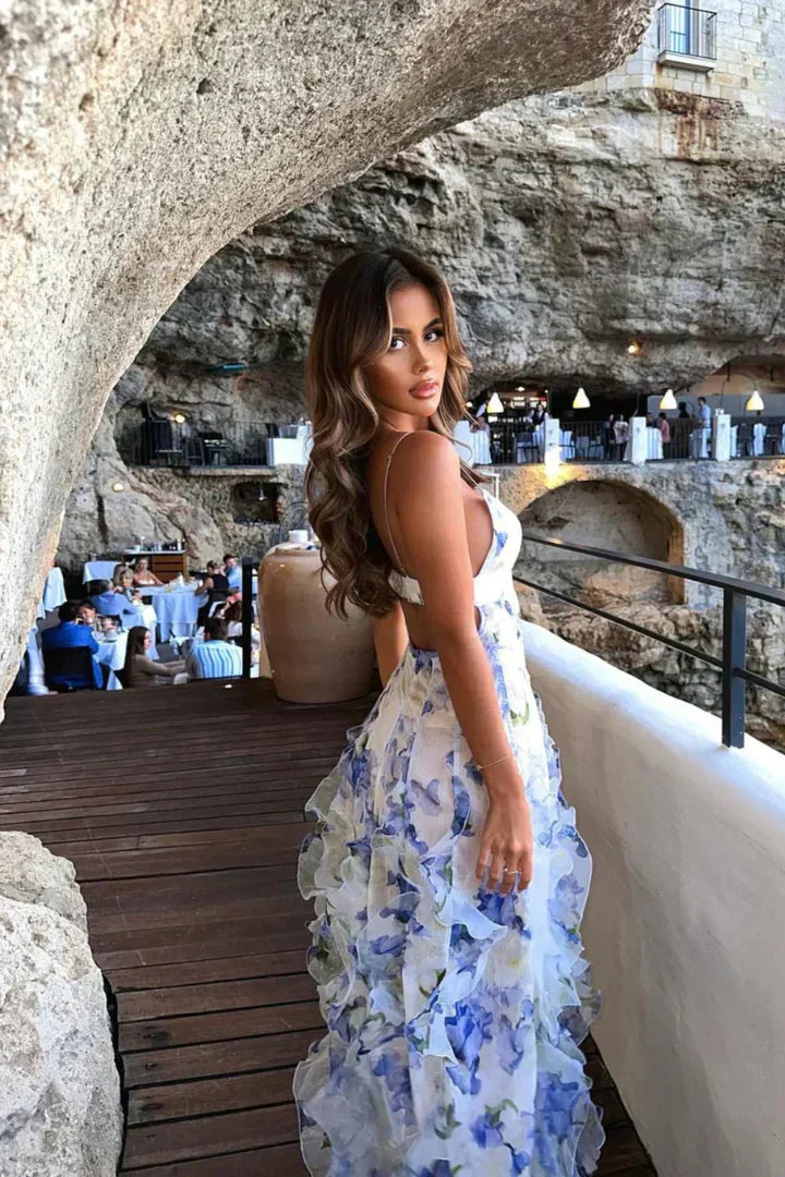 Sofía | Vestido midi floral con volantes