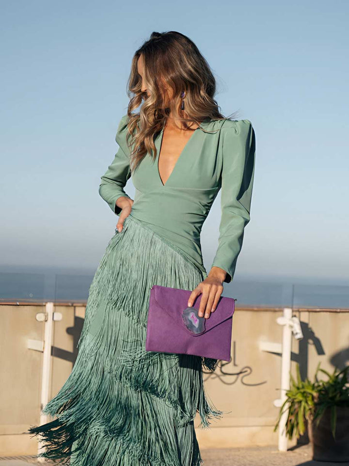 Vestido Flecos Salvia