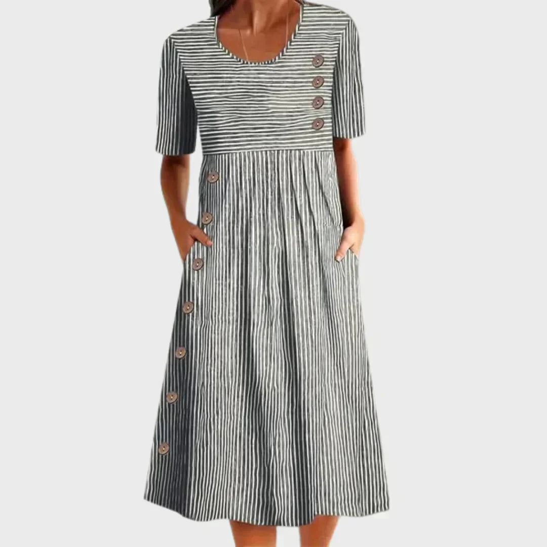 Nola | Vestido de Verano de Algodón Rayado