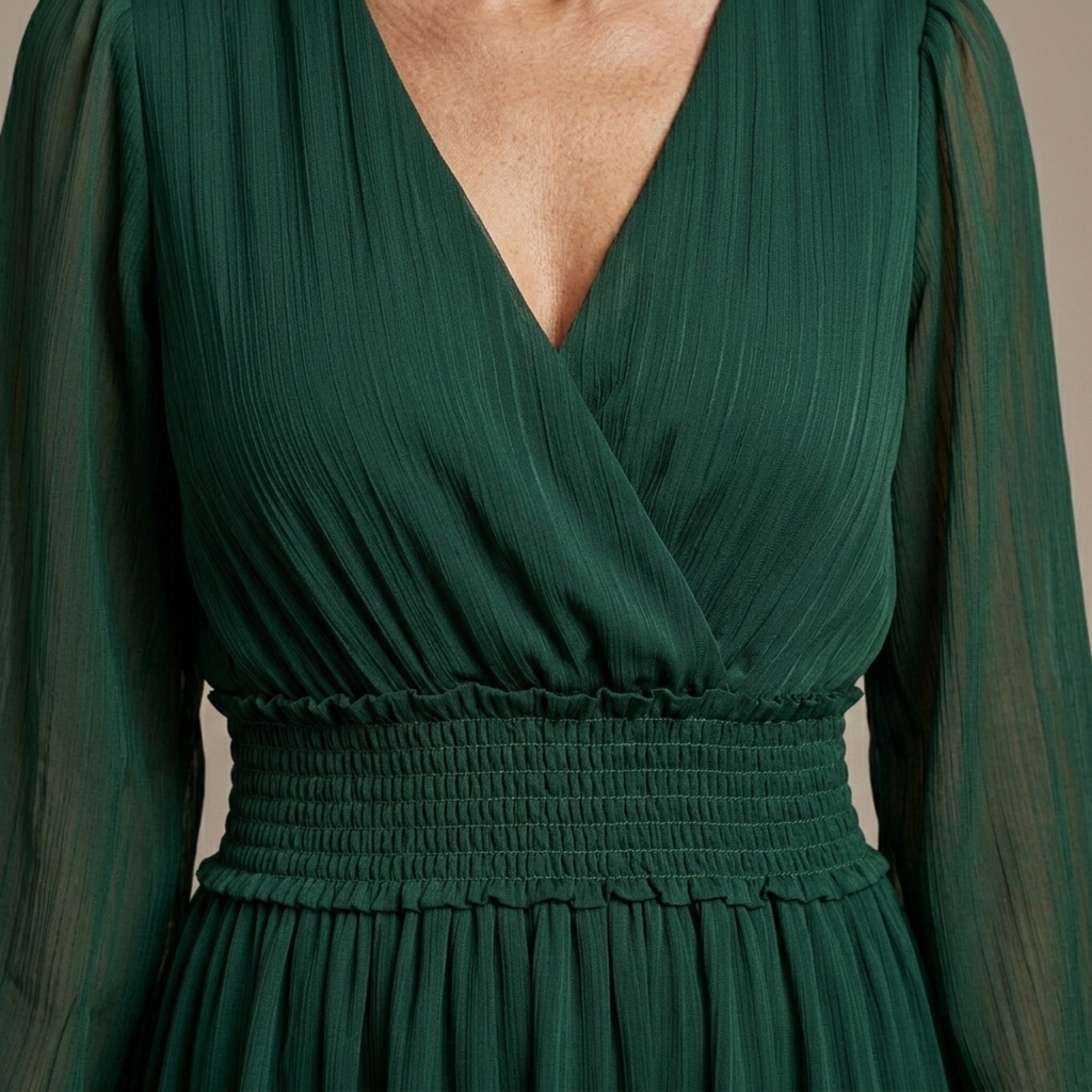 María | Vestido de chiffon con escote en V