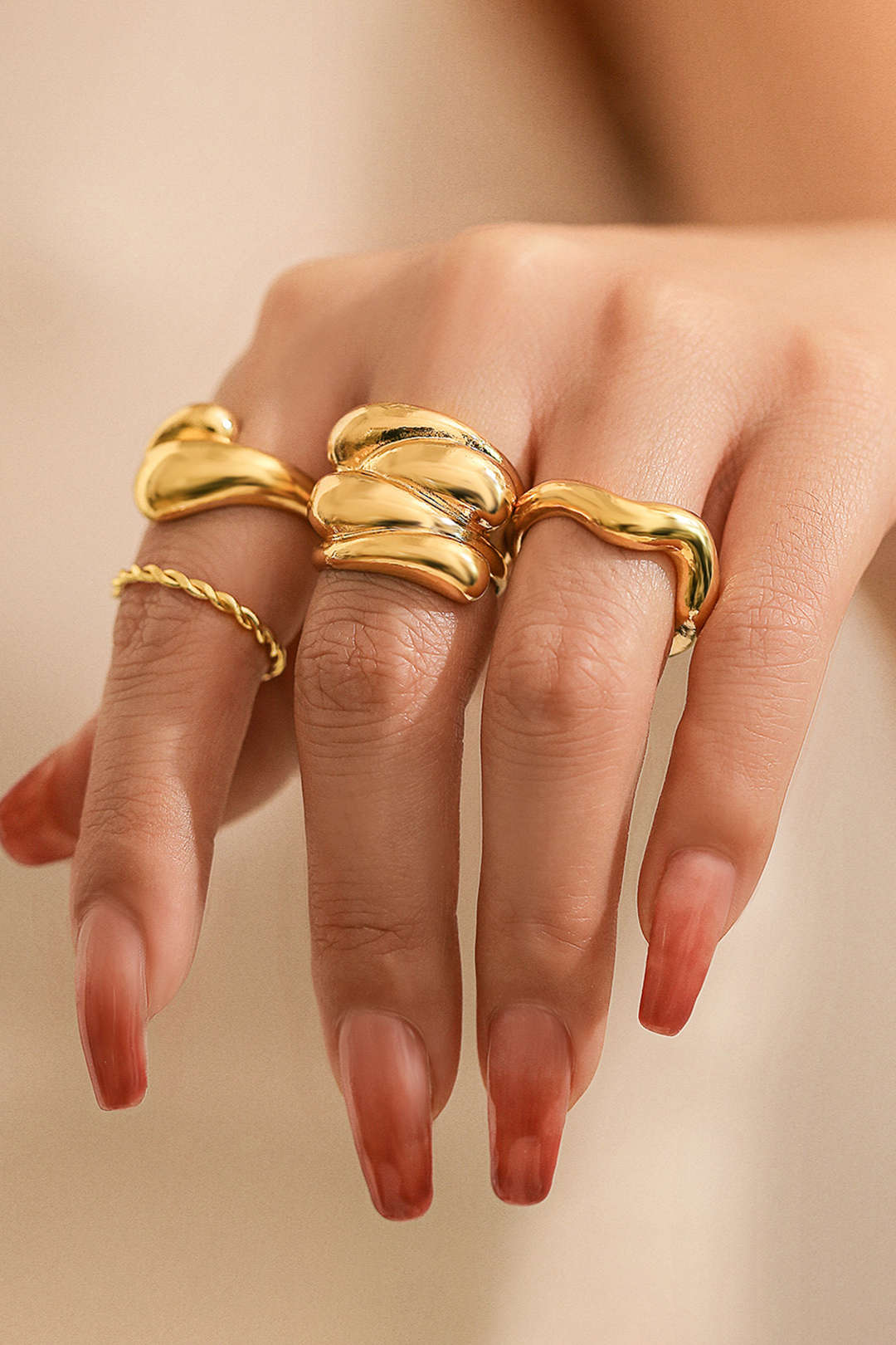 Juego de Anillos de Metal de 4 Piezas