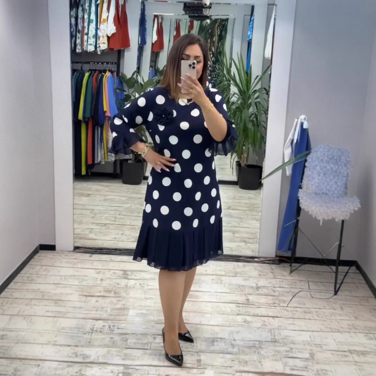 Camila | Vestido de Lunares Plisado