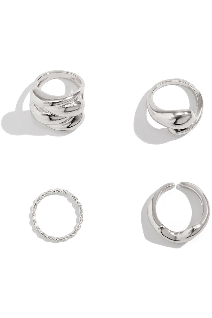 Juego de Anillos de Metal de 4 Piezas