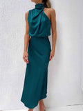 Irene | Elegante vestido de cuello halter azul