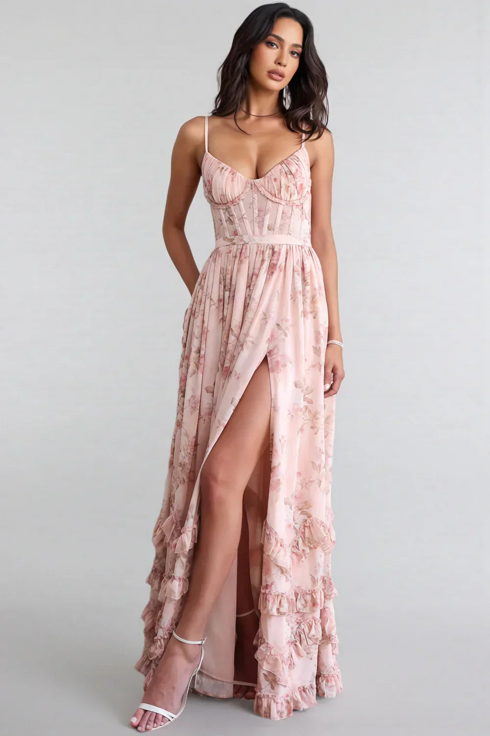 Violetta | Vestido maxi fluido con volantes