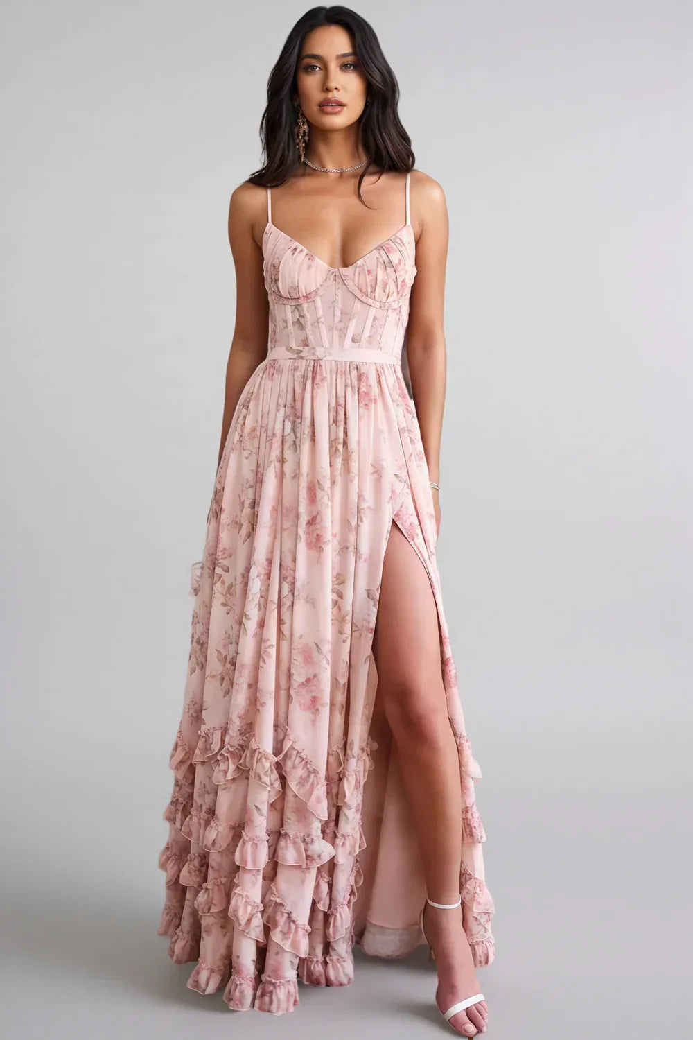 Violetta | Vestido maxi fluido con volantes