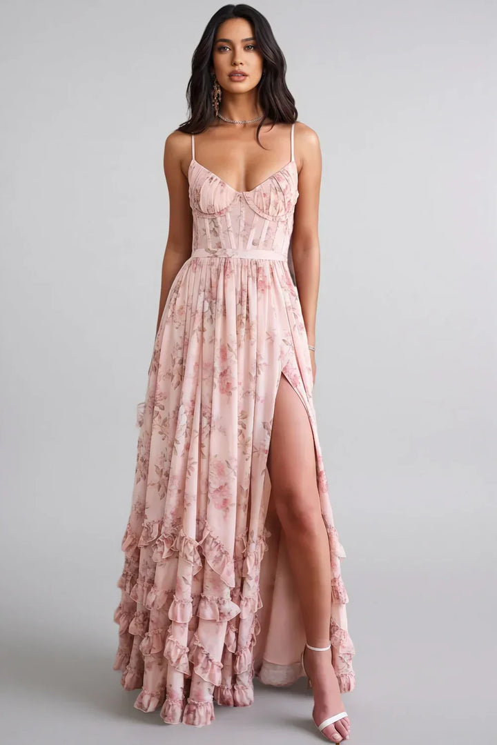 Violetta | Vestido maxi fluido con volantes