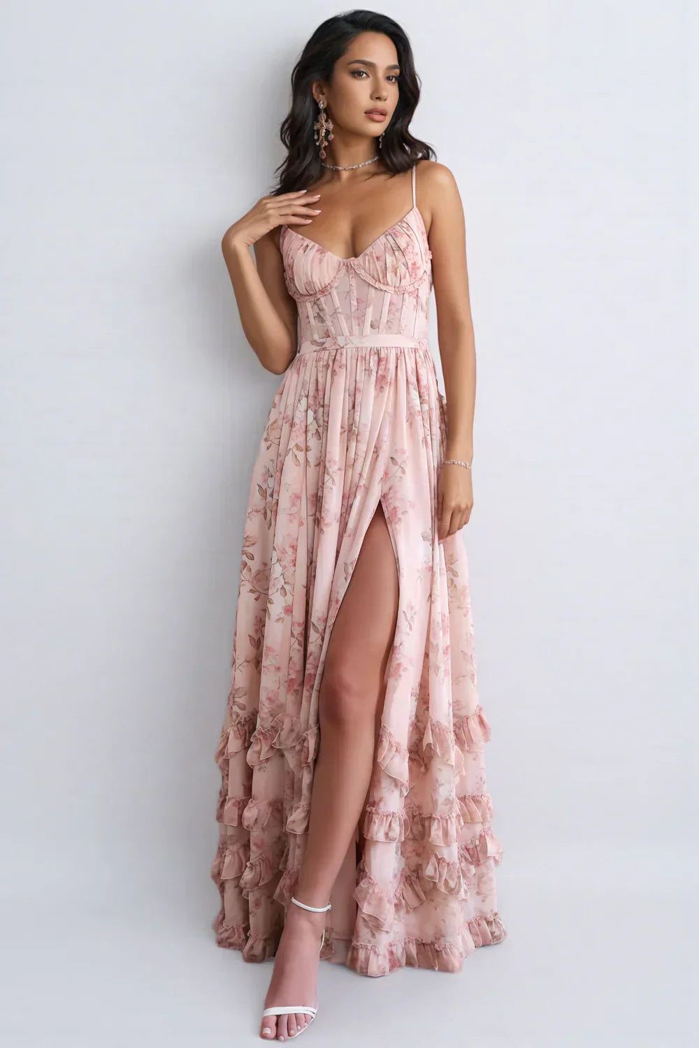 Violetta | Vestido maxi fluido con volantes