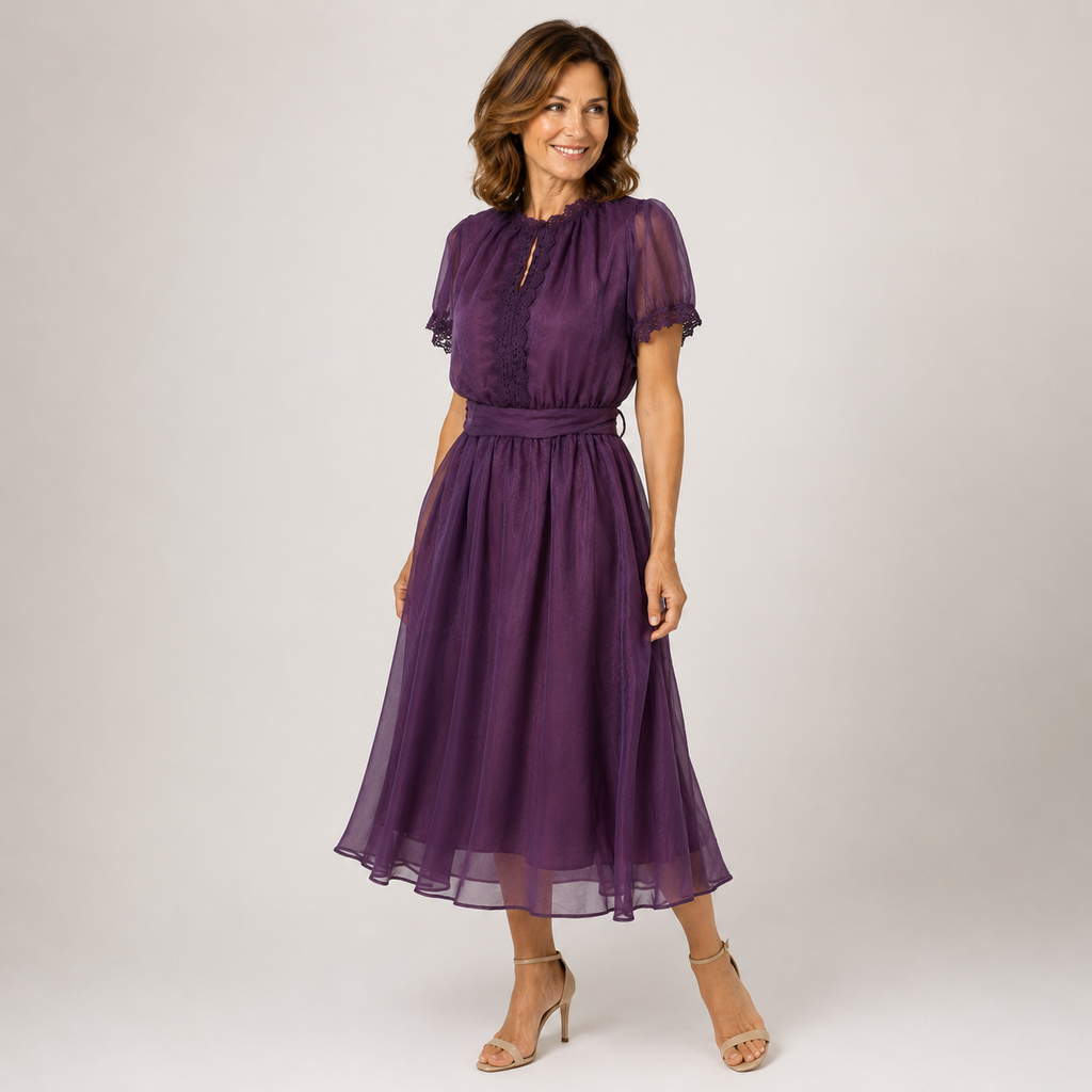 Paula | Maxivestido de gasa con encaje