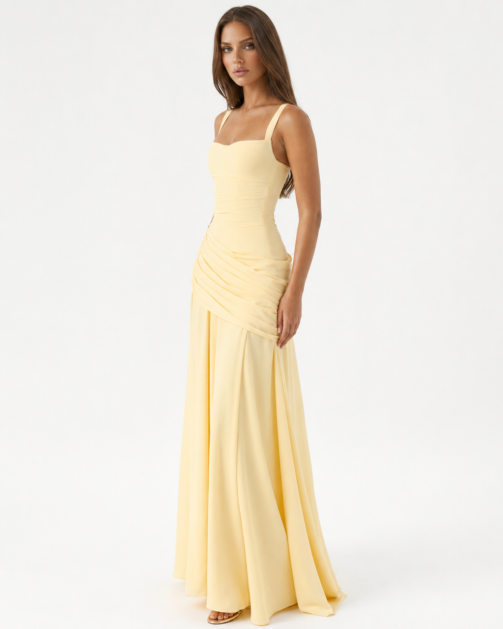 Reina | Maxivestido con Escote Cuadrado Fruncido