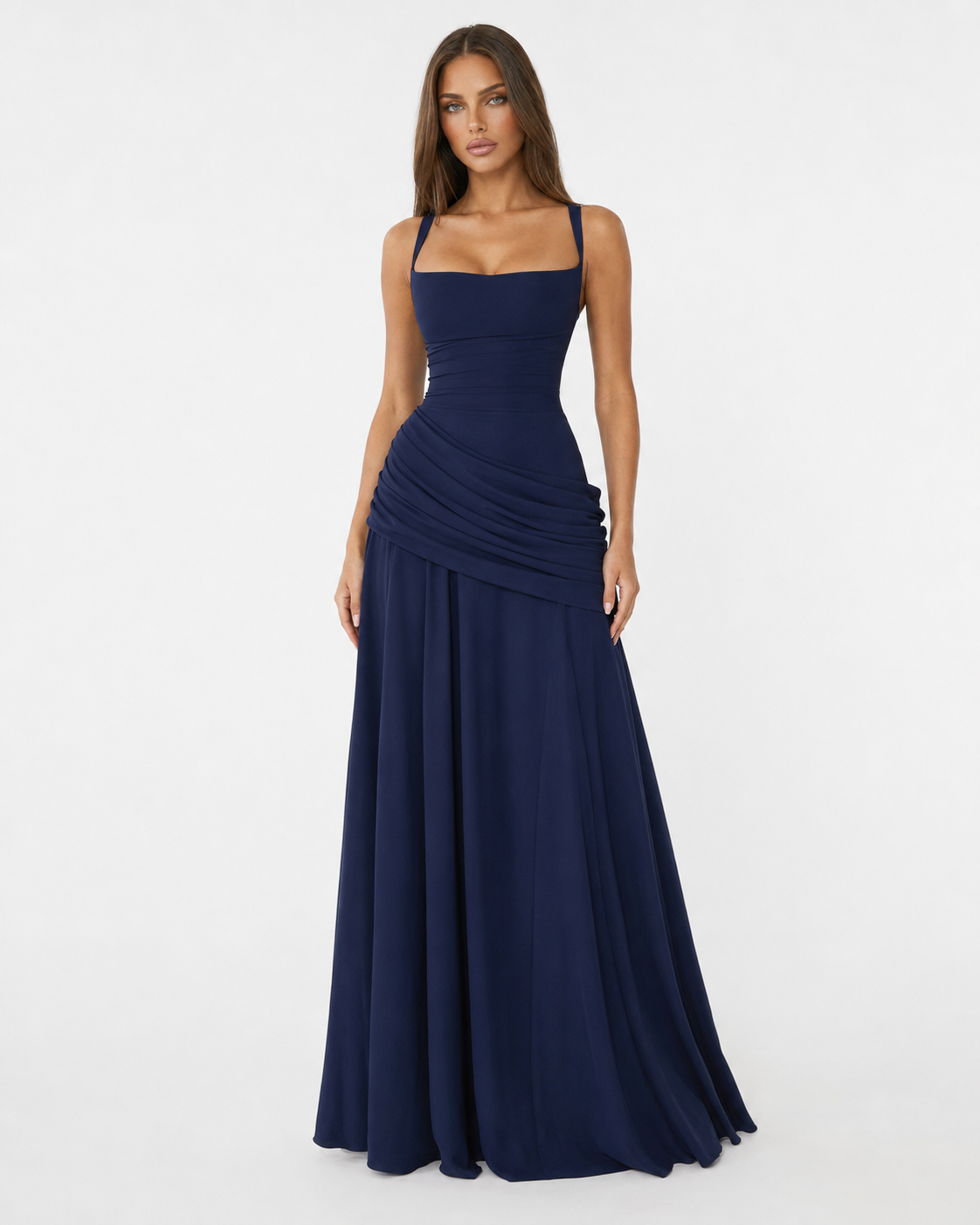 Reina | Maxivestido con Escote Cuadrado Fruncido