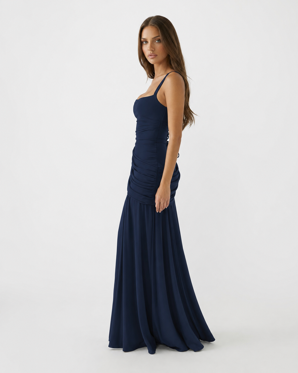 Reina | Maxivestido con Escote Cuadrado Fruncido