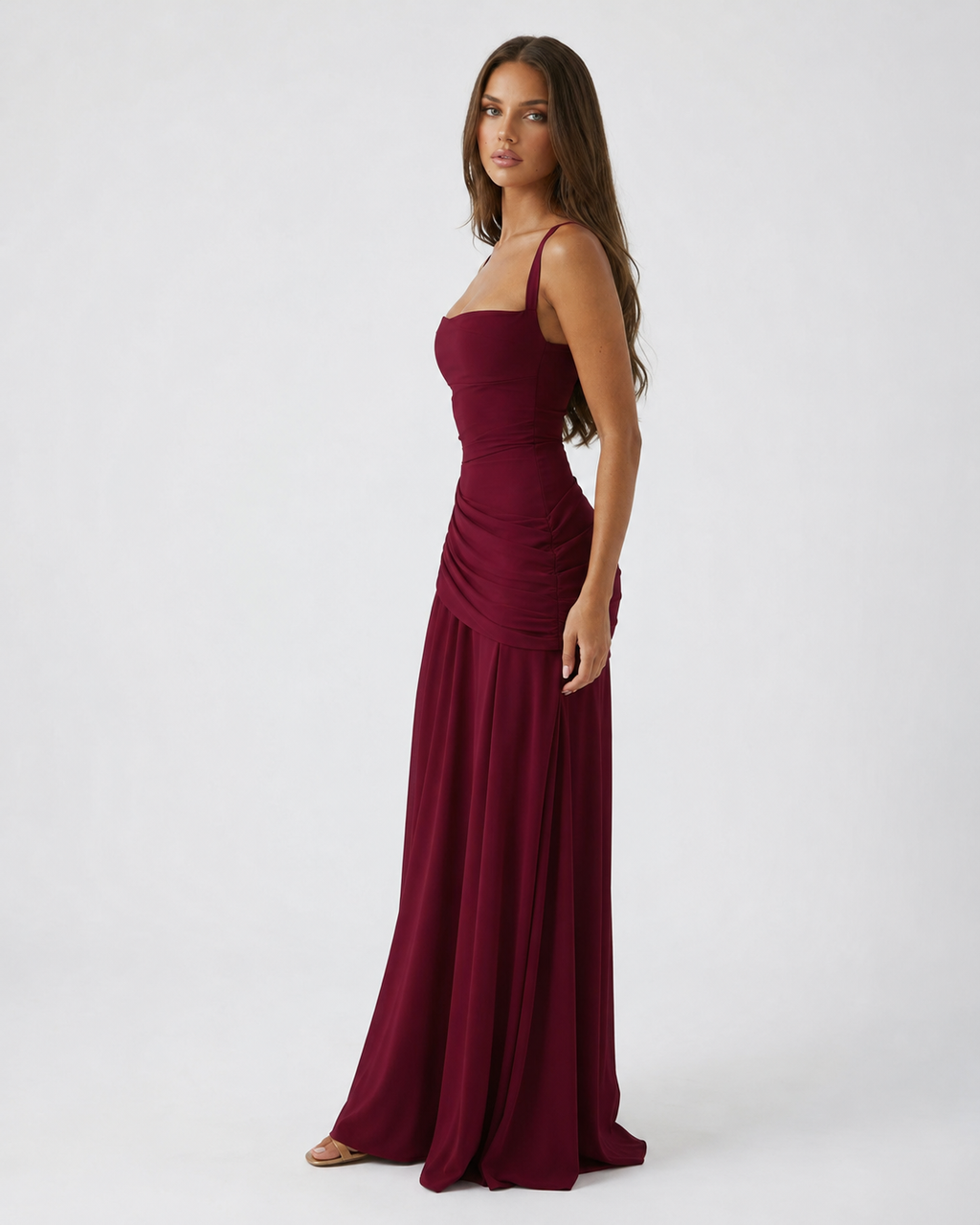 Reina | Maxivestido con Escote Cuadrado Fruncido