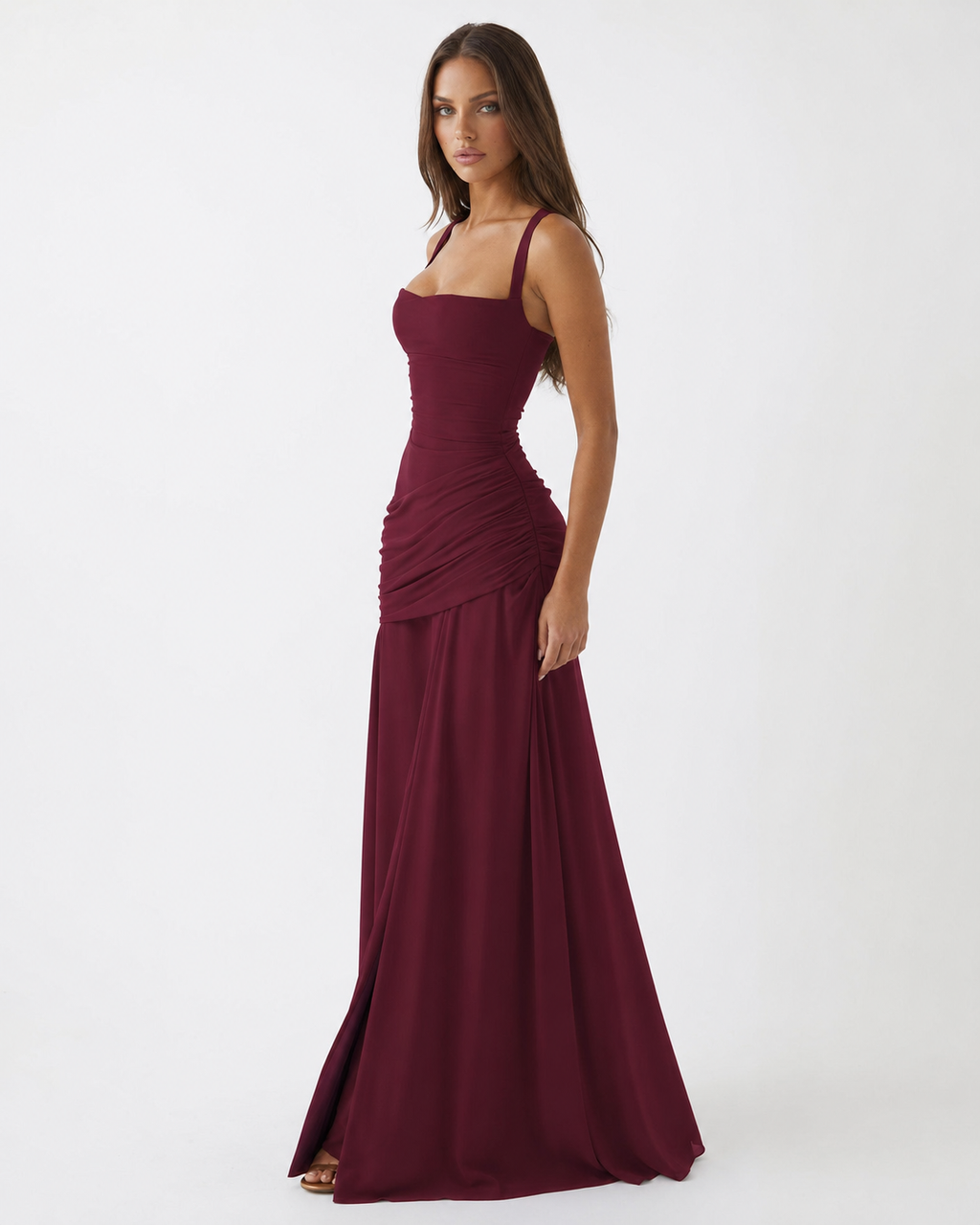 Reina | Maxivestido con Escote Cuadrado Fruncido