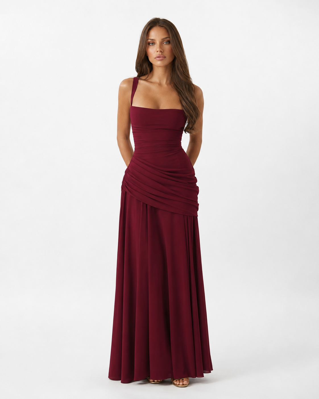Reina | Maxivestido con Escote Cuadrado Fruncido