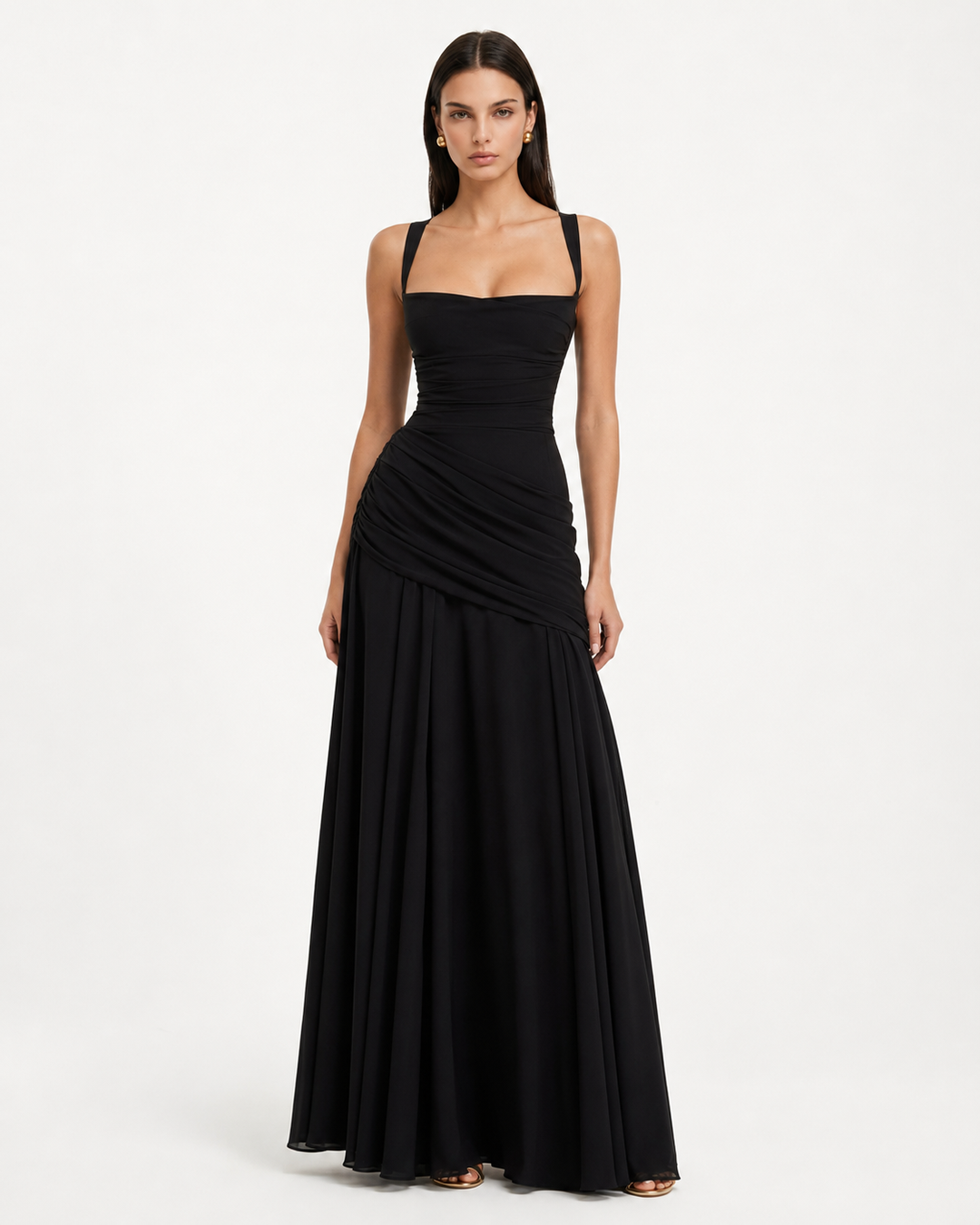 Reina | Maxivestido con Escote Cuadrado Fruncido