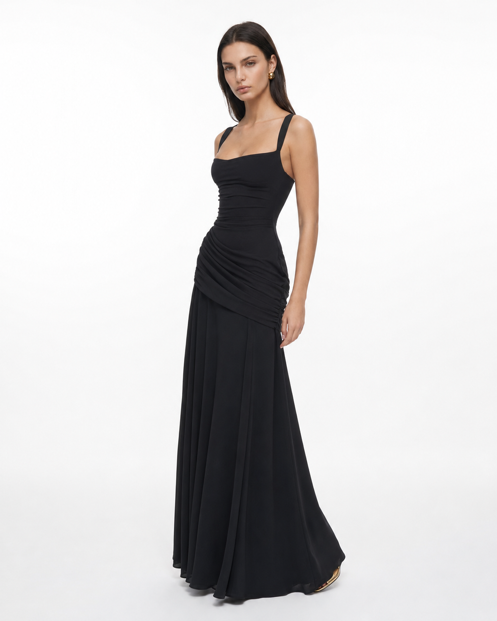Reina | Maxivestido con Escote Cuadrado Fruncido
