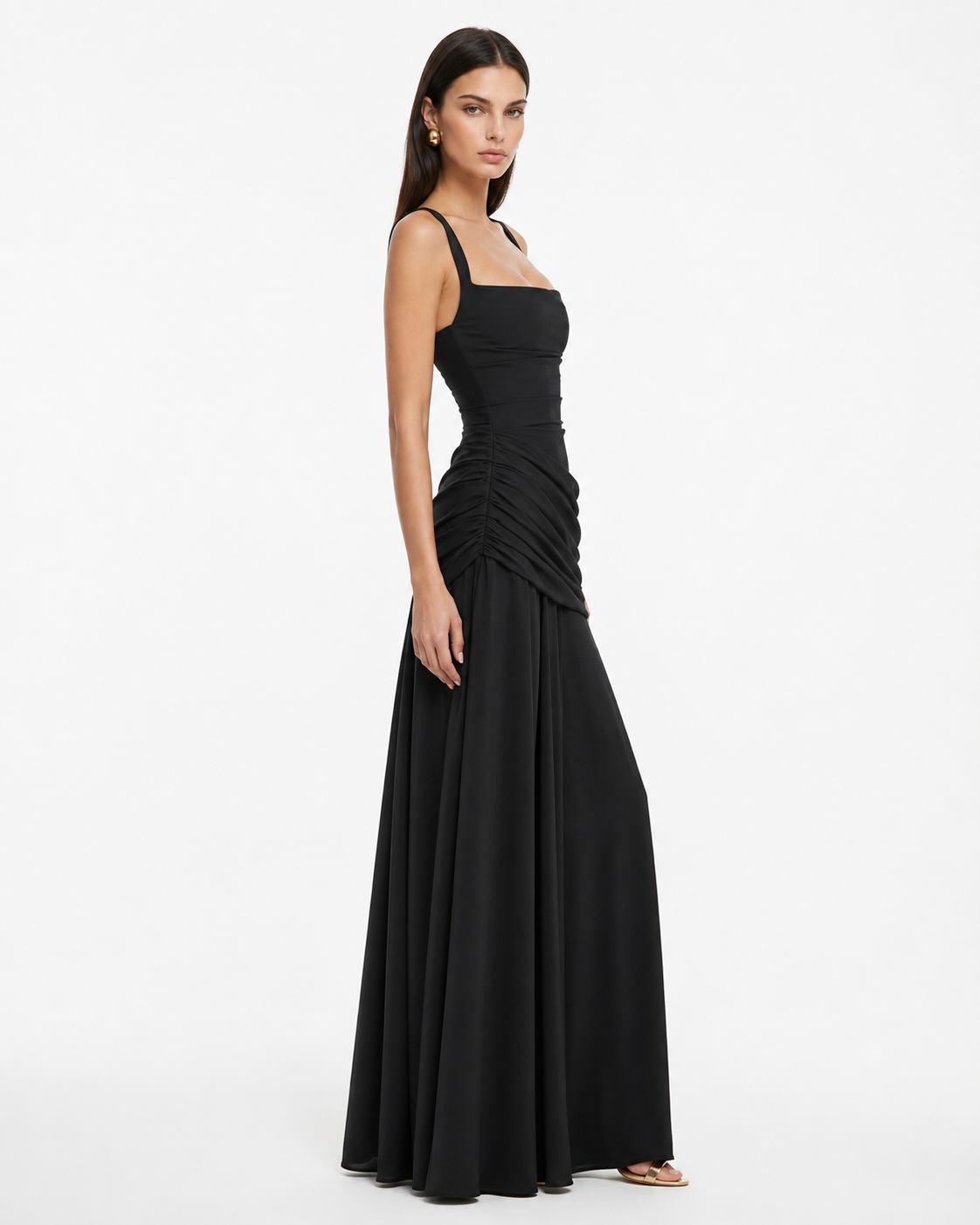 Reina | Maxivestido con Escote Cuadrado Fruncido
