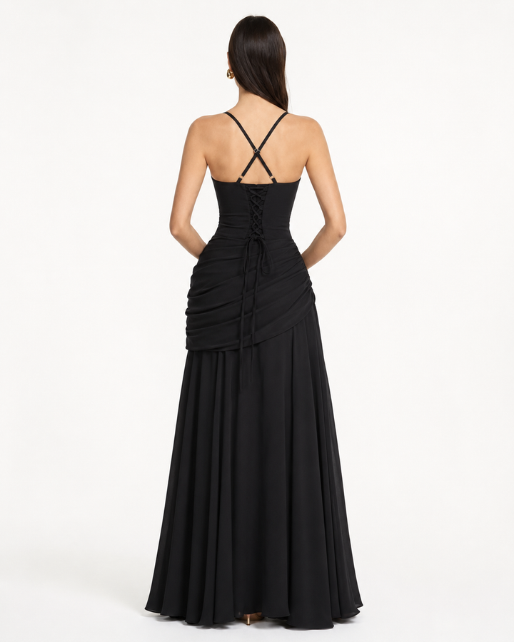 Reina | Maxivestido con Escote Cuadrado Fruncido