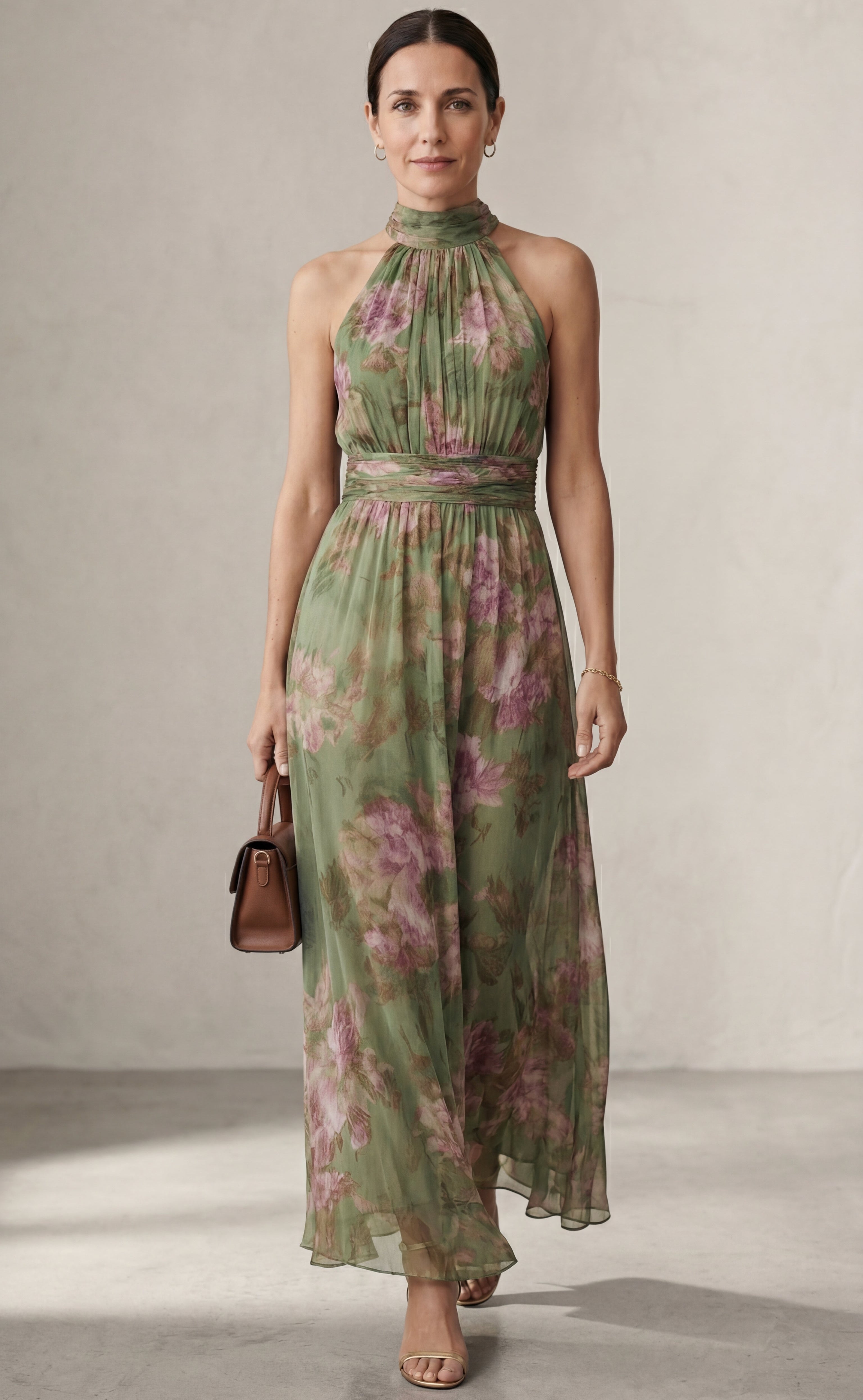 Livia™ | Vestido maxi halter floral elegante