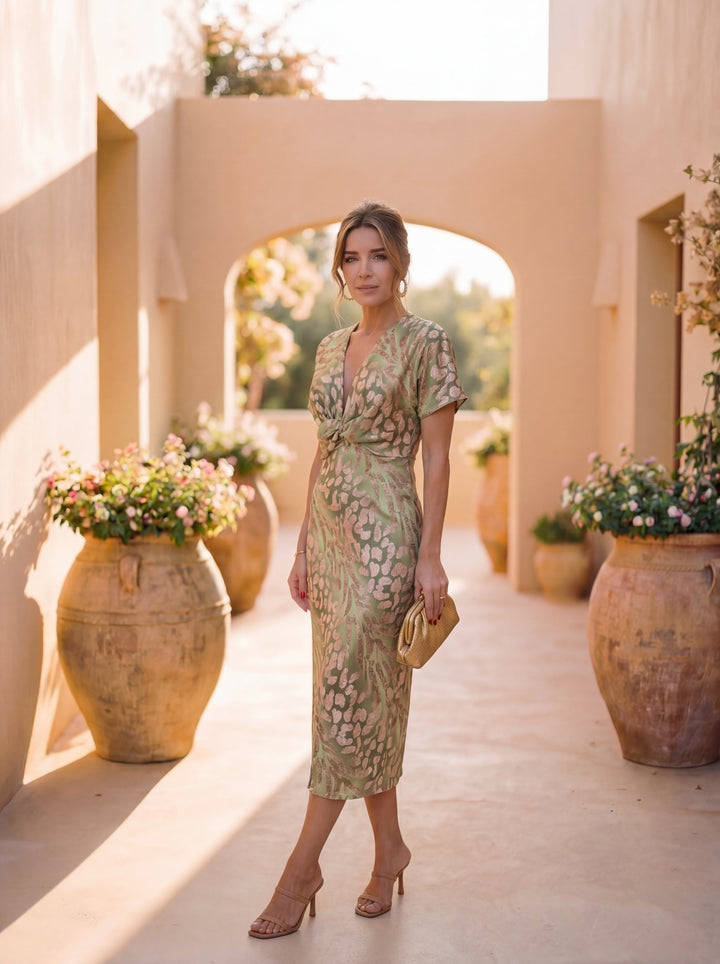 Antonella | Elegante vestido midi en cobre