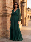 María | Vestido de chiffon con escote en V