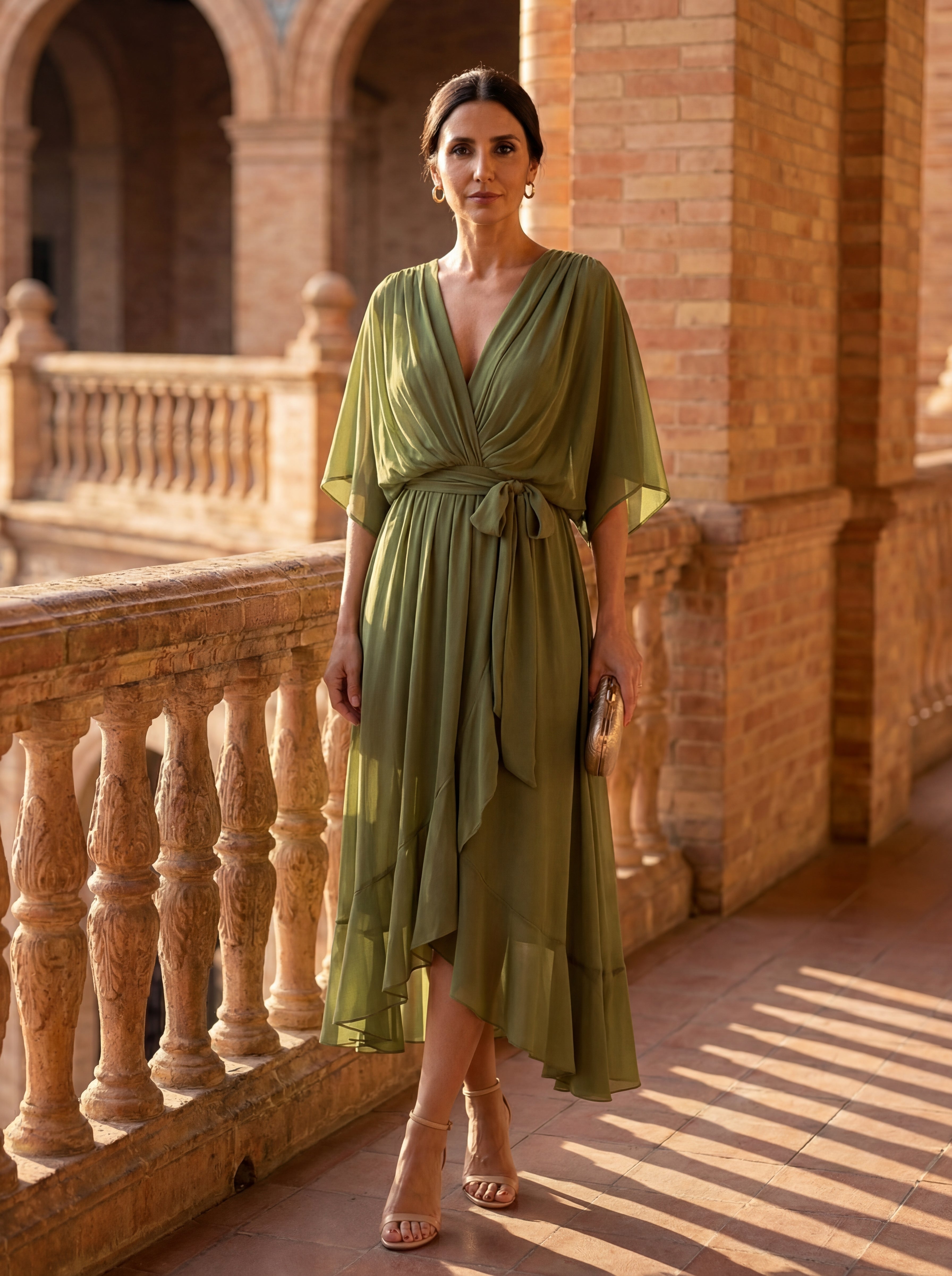 Monica | Vestido de chiffon con escote en V