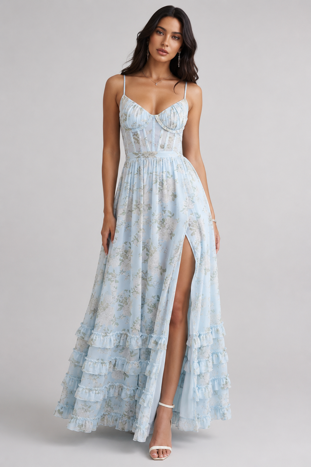 Violetta | Vestido maxi fluido con volantes
