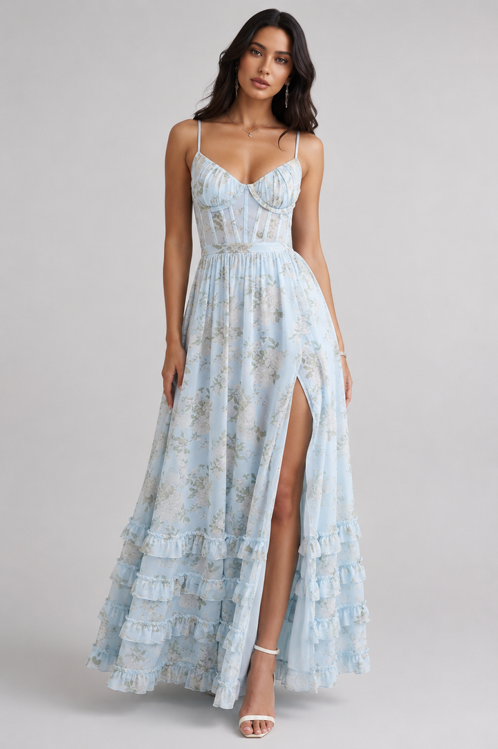 Violetta | Vestido maxi fluido con volantes