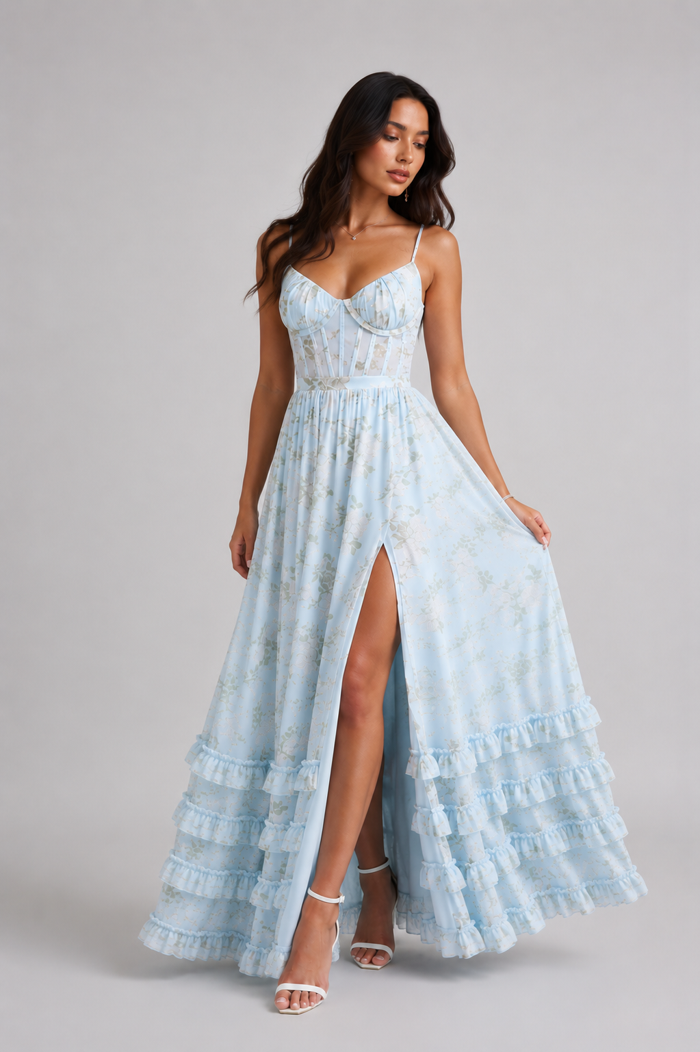 Violetta | Vestido maxi fluido con volantes
