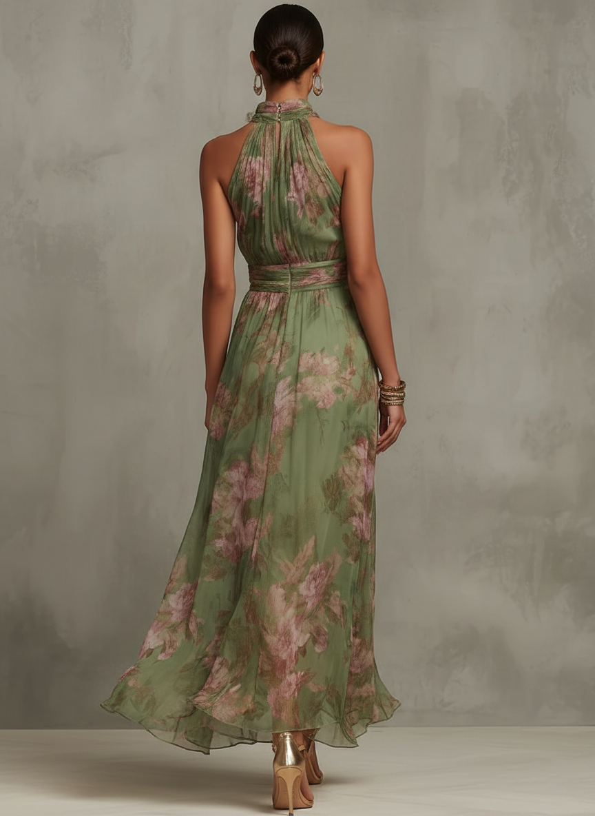 Livia™ | Vestido maxi halter floral elegante