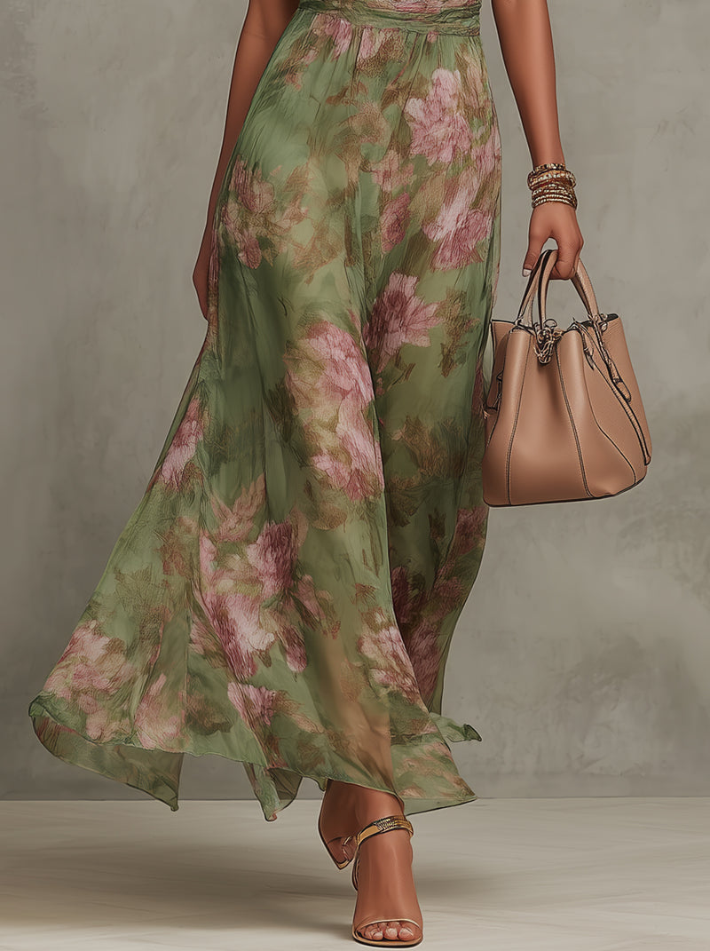 Livia | Vestido Maxi Floral con Cuello Halter