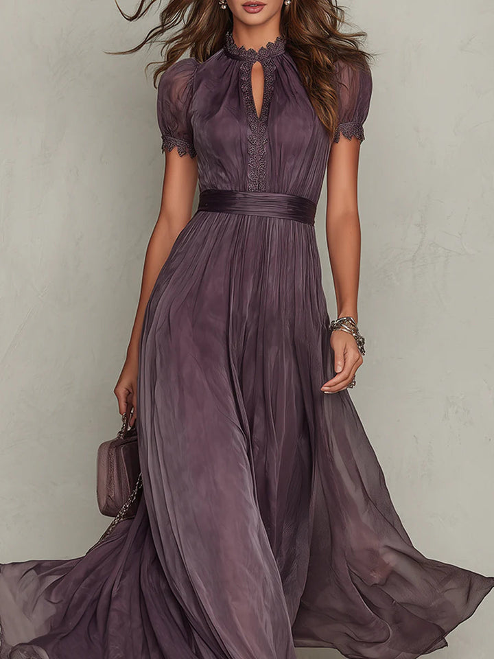 Flavia - Vestidito largo morado con escote en forma de corazón