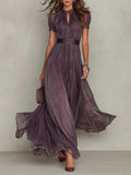 Flavia - Vestidito largo morado con escote en forma de corazón