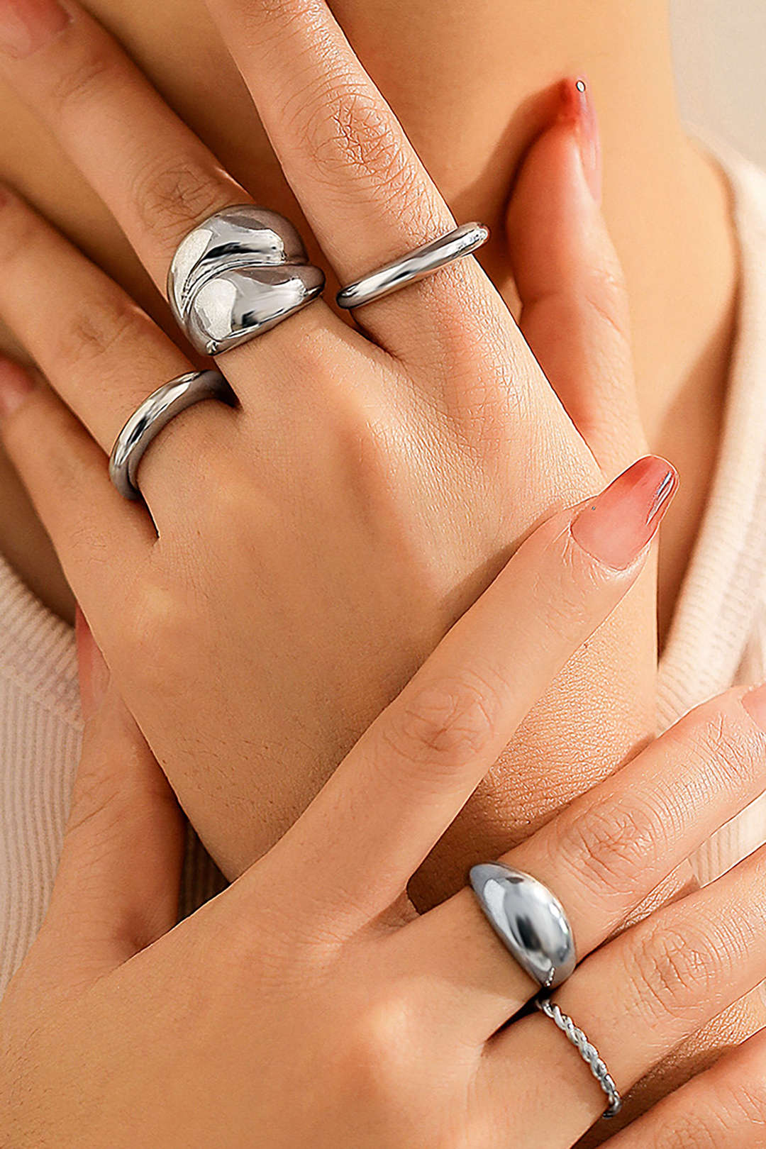 Juego de Anillos de Metal de 4 Piezas