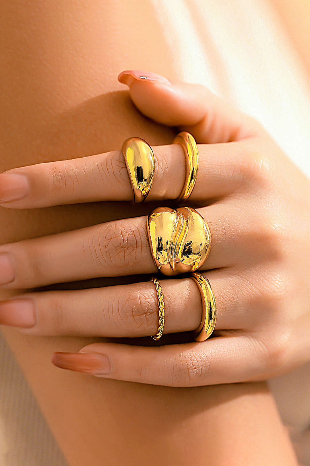 Juego de Anillos de Metal de 4 Piezas