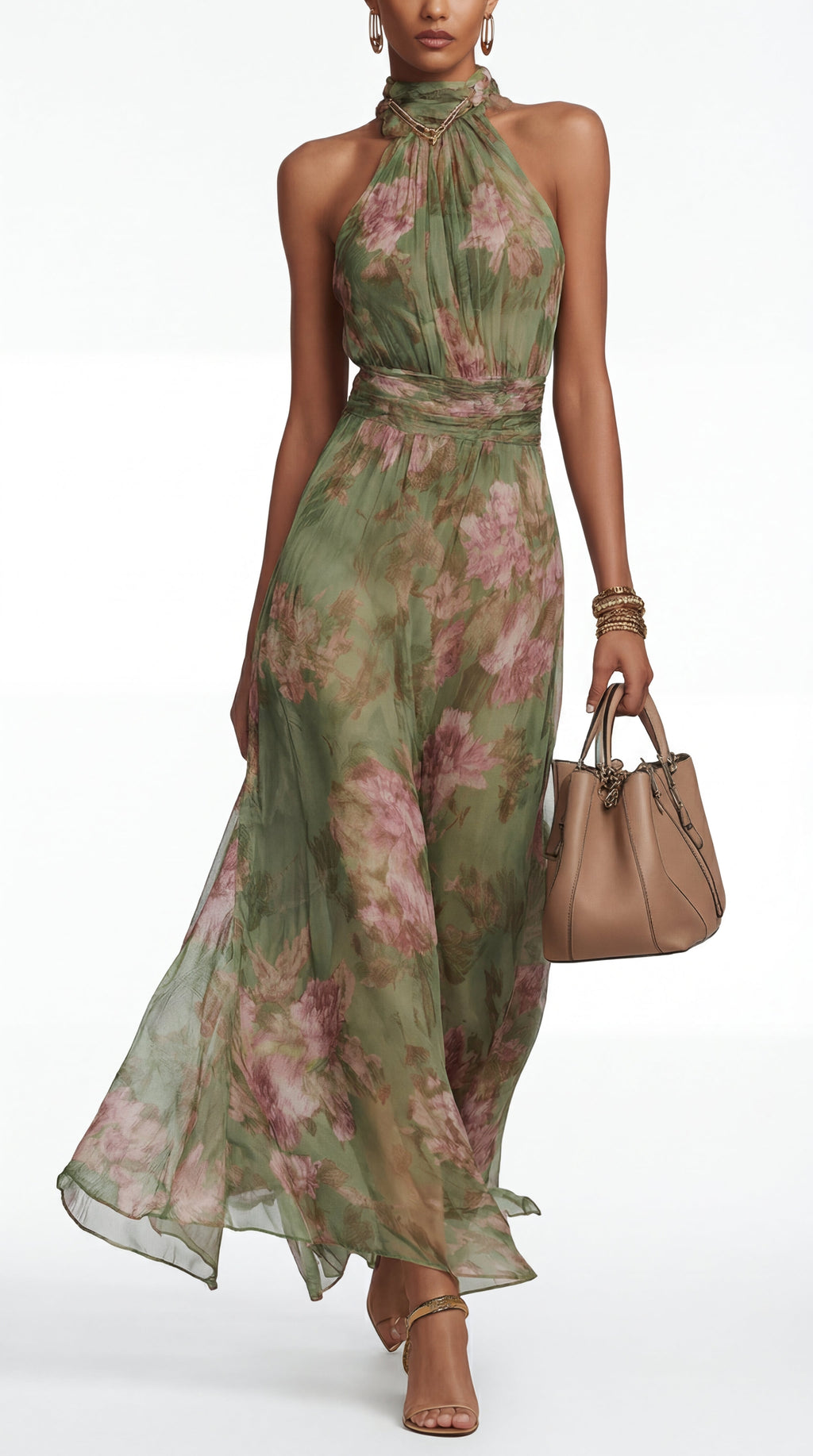 Livia™ | Vestido maxi halter floral elegante