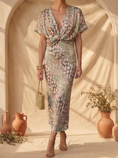 Antonella | Elegante vestido midi en cobre