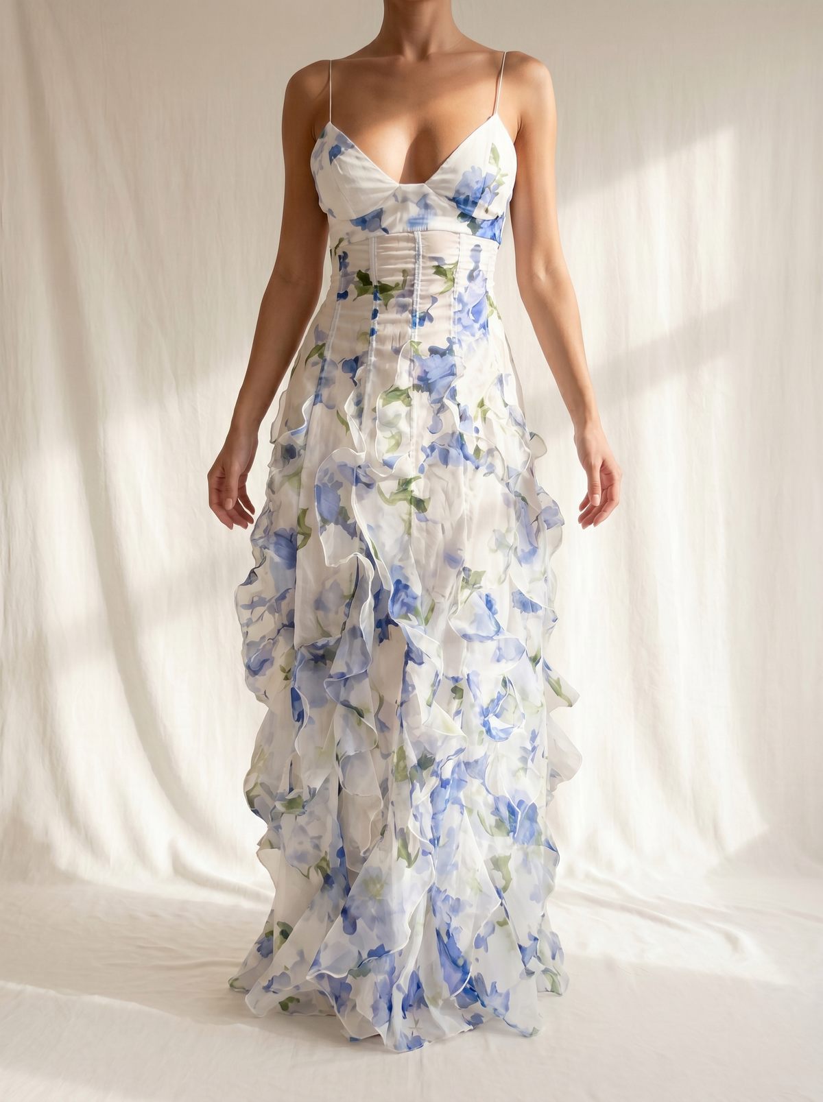 Sofía | Vestido midi floral con volantes