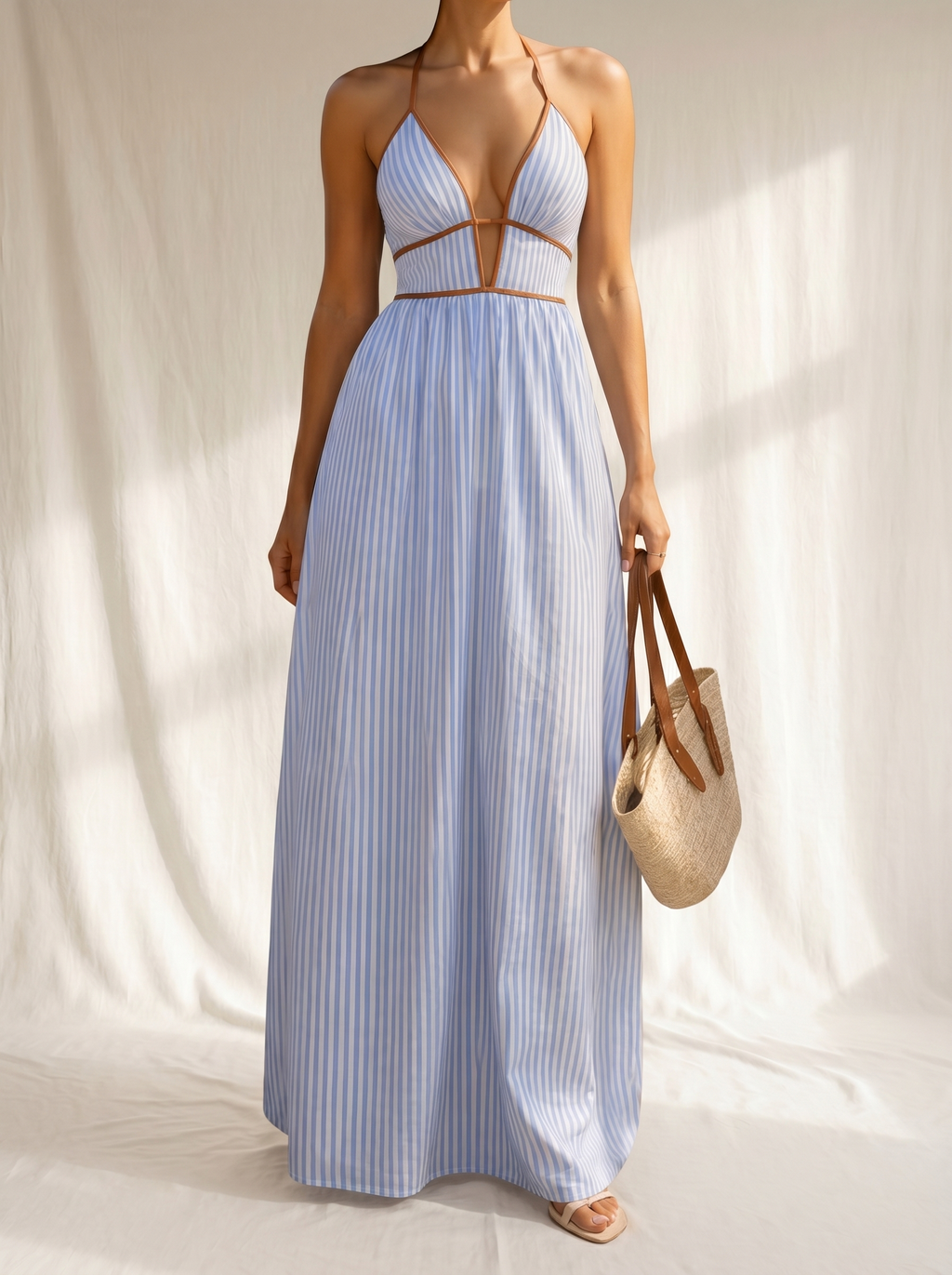 Lucía| Vestido largo a rayas con corte