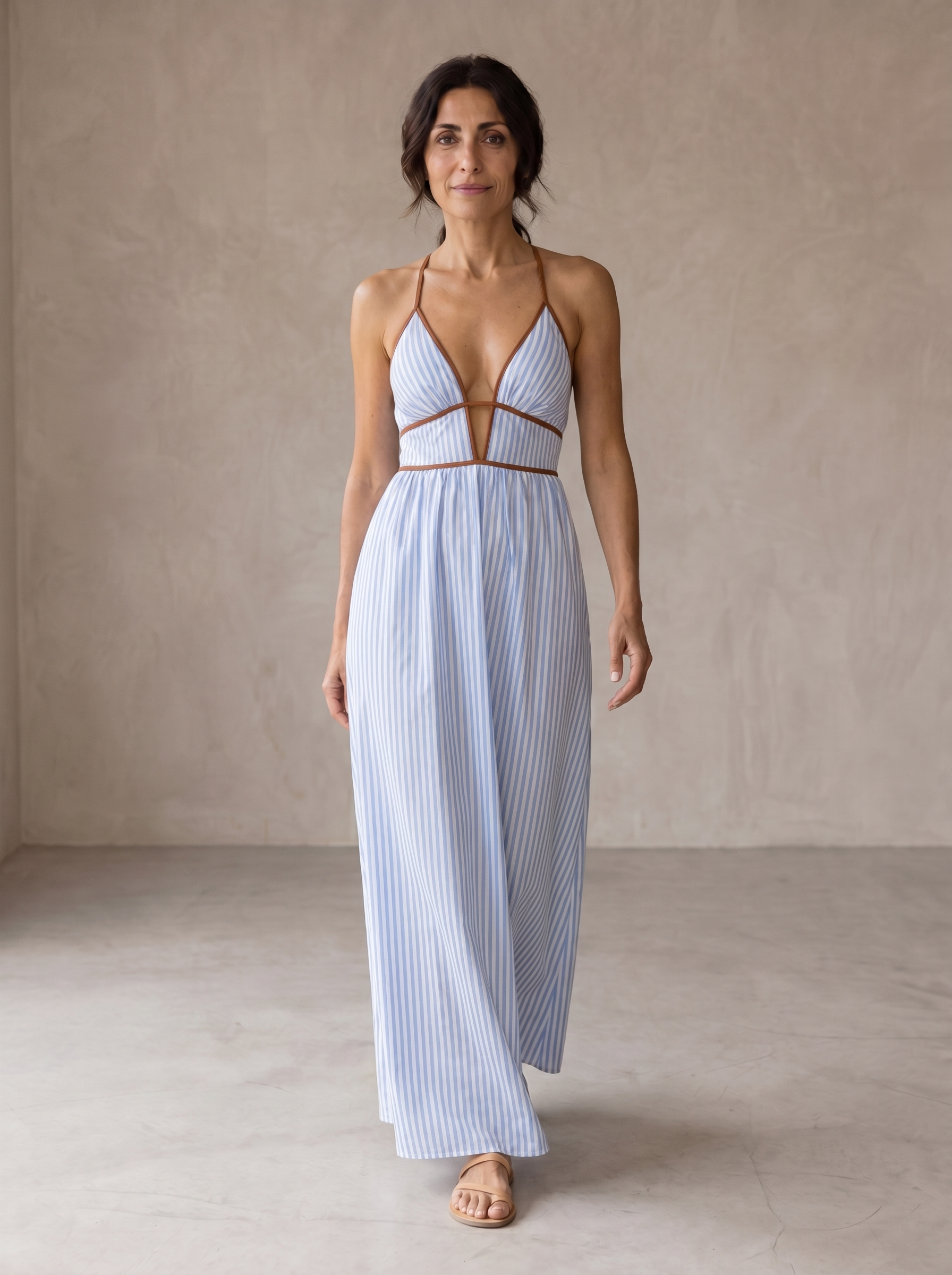 Lucía| Vestido largo a rayas con corte