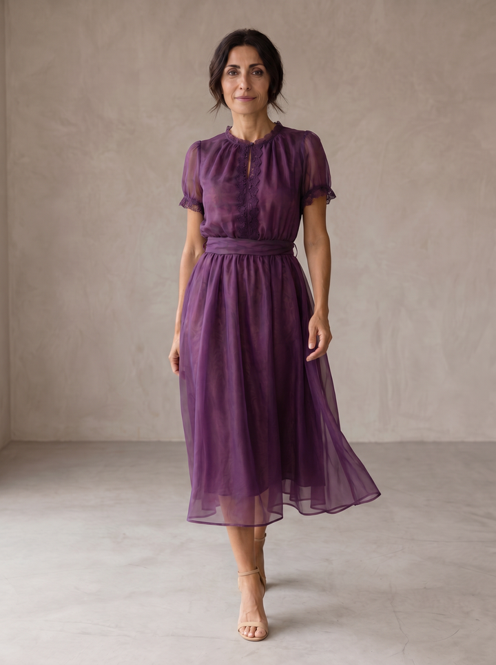 Paula | Maxivestido de gasa con encaje