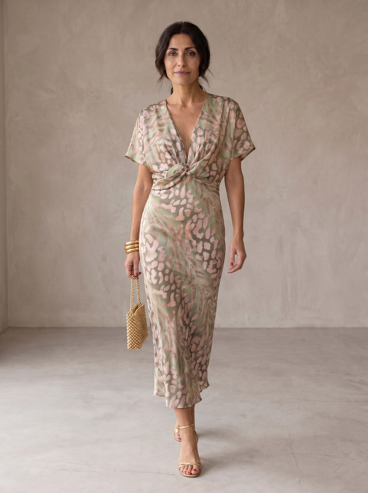 Antonella | Elegante vestido midi en cobre