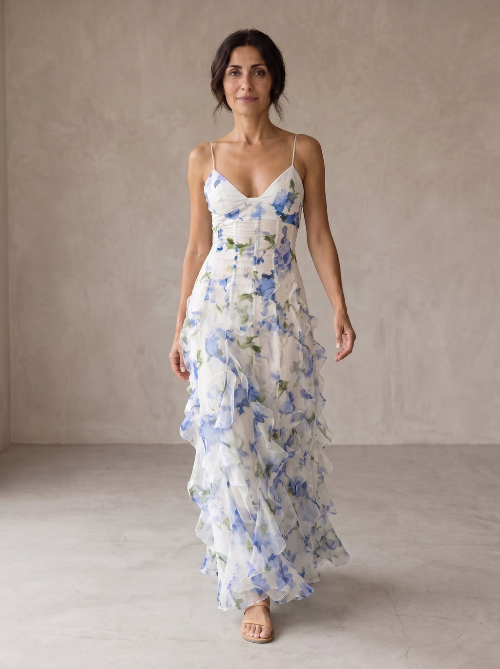 Sofía | Vestido midi floral con volantes