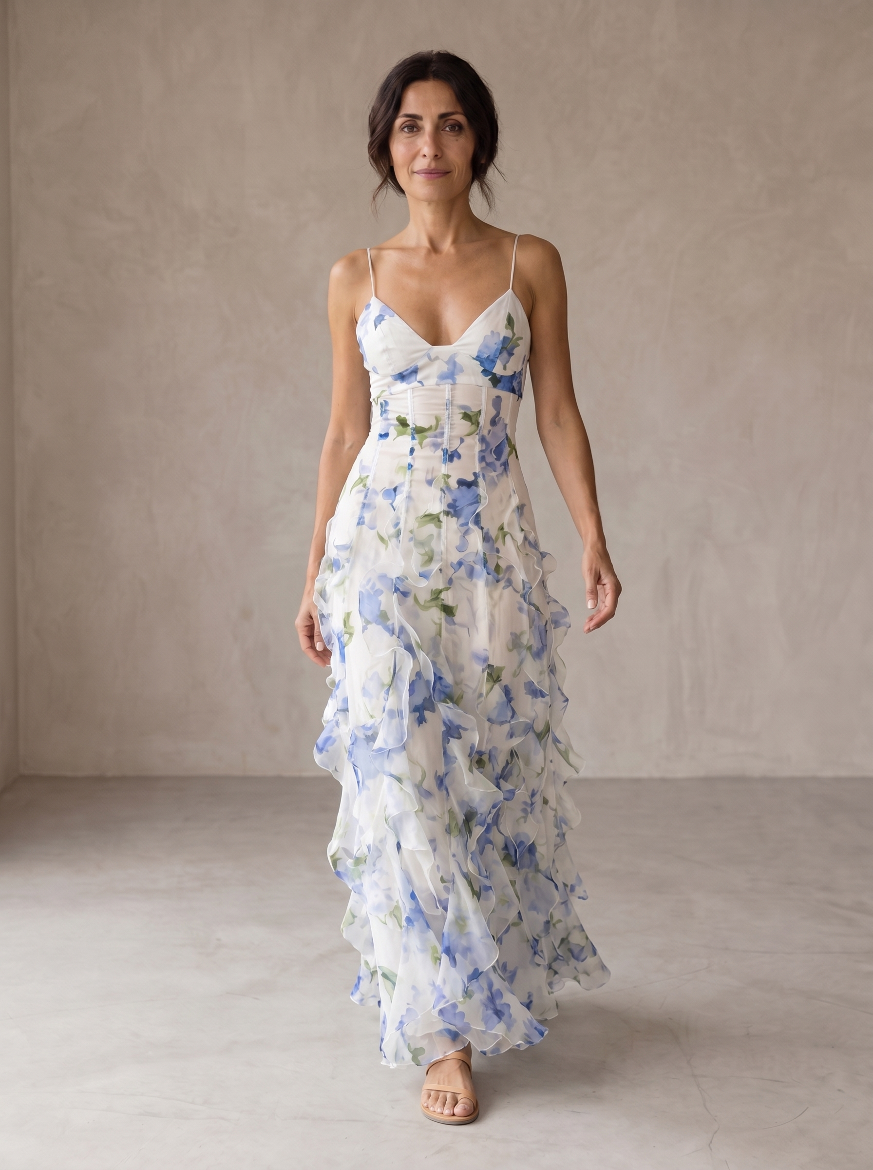 Sofía | Vestido midi floral con volantes