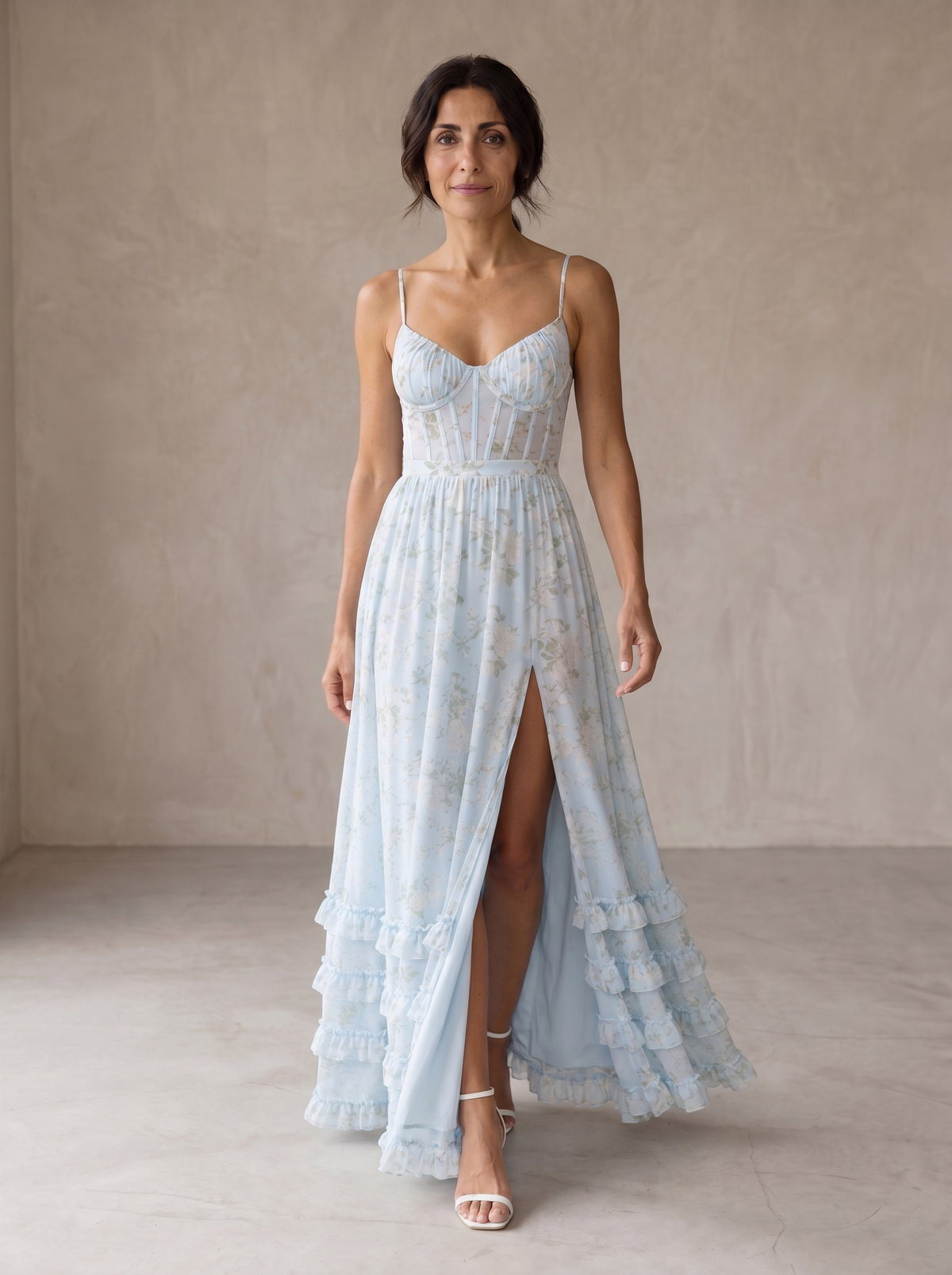 Violetta | Vestido maxi fluido con volantes