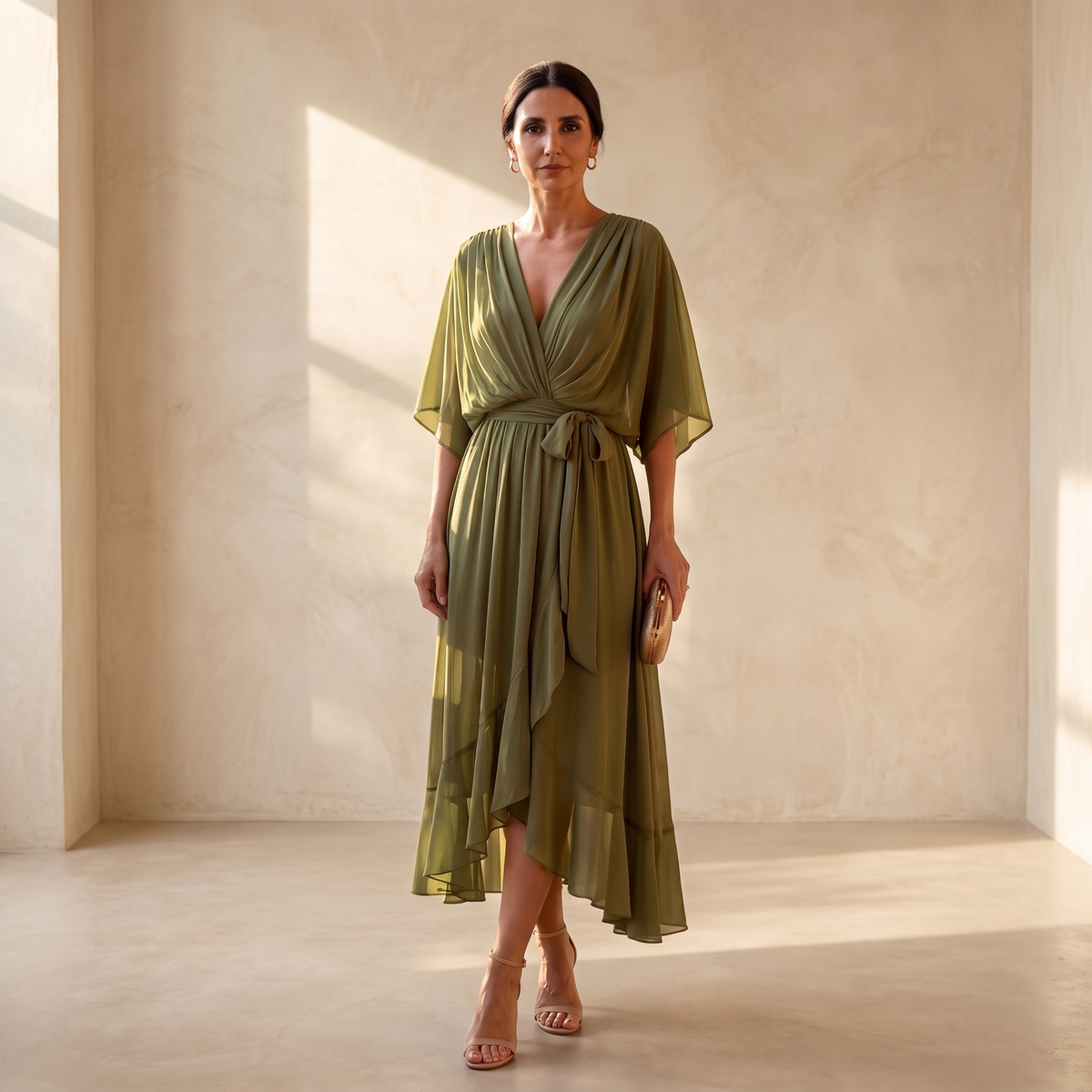 Monica - Vestido de chiffon con escote en V